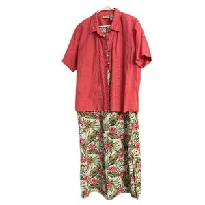 White Stag Coral Top and Floral Dress Combo